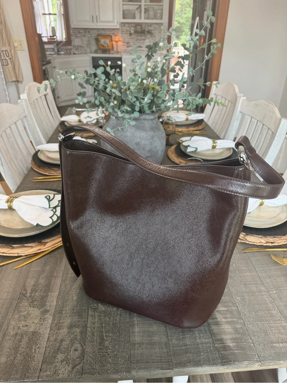 kate spade Dark Brown Leather Shoulder Tote